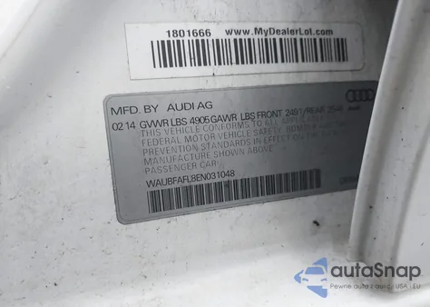 2014 Audi A4 2.0T Premium from USA, damaged, VIN WAUBFAFL8EN031048